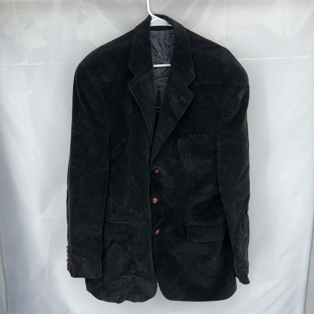 Lauren Ralph Lauren Men 46R Corduroy Blazer Jacket Sport Coat 2 Button Black